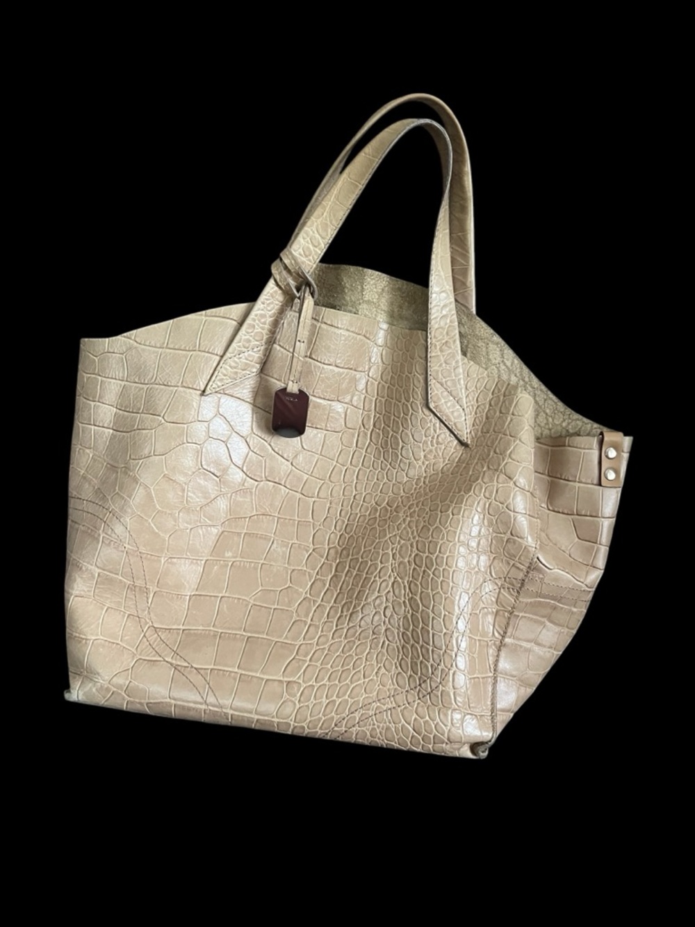 Furla Croc-Embossed Leather Tote Bag